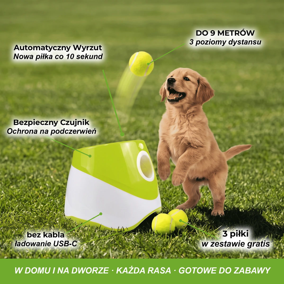 PiłkoMat™ – Automatyczna Wyrzutnia Piłek Dla Psa